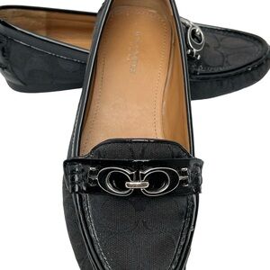 Coach Black Loafers with Silver Buckle